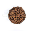 A cup full of whole bean arabica coffee Mellow Morning blend